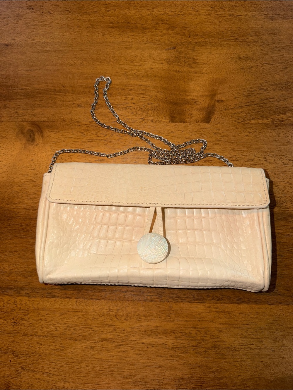 Vintage Italian Made Croc-Texture Genuine Leather Purse